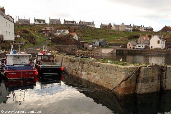 View from the harbour up to the village.