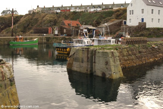 View from the harbour up to the village.